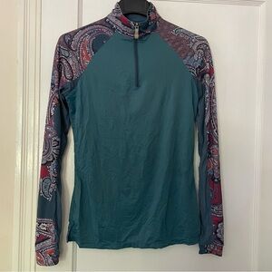 Kastel Denmark Teal Sun Shirt with Paisley Raglan Long Sleeve Small